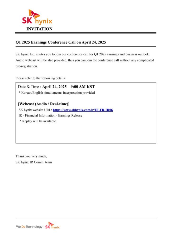 SK hynix Q1 2025 Earnings Conference Call Invitation scaled 1